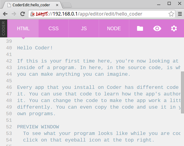 Screenshot of CSS editing page in Coder