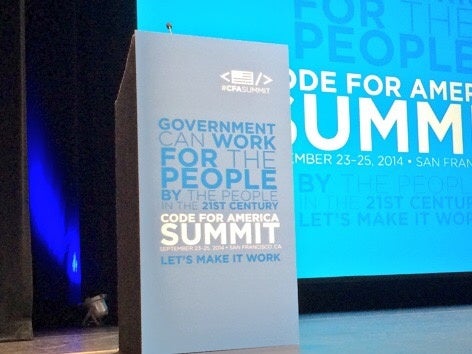 Code for America Summit podium about making government work for us