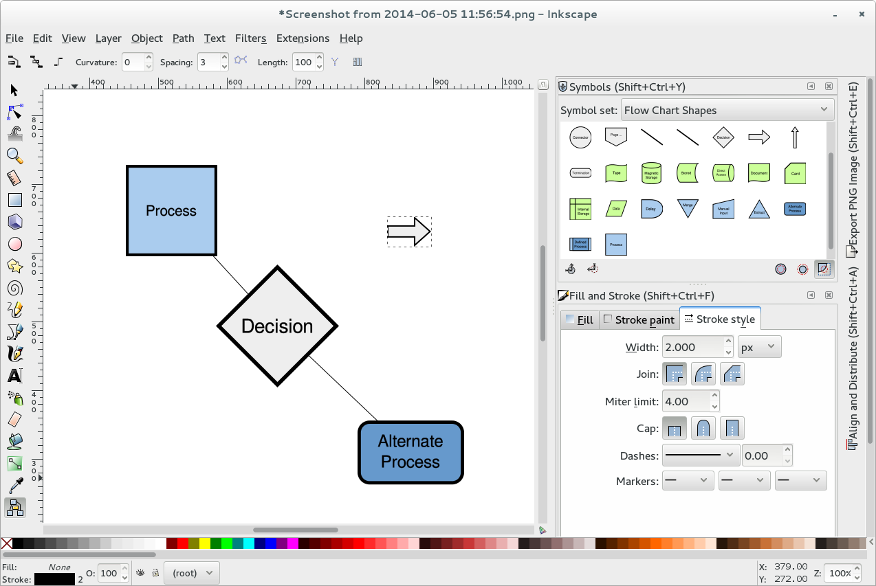Screenshot of an Inkscape development version