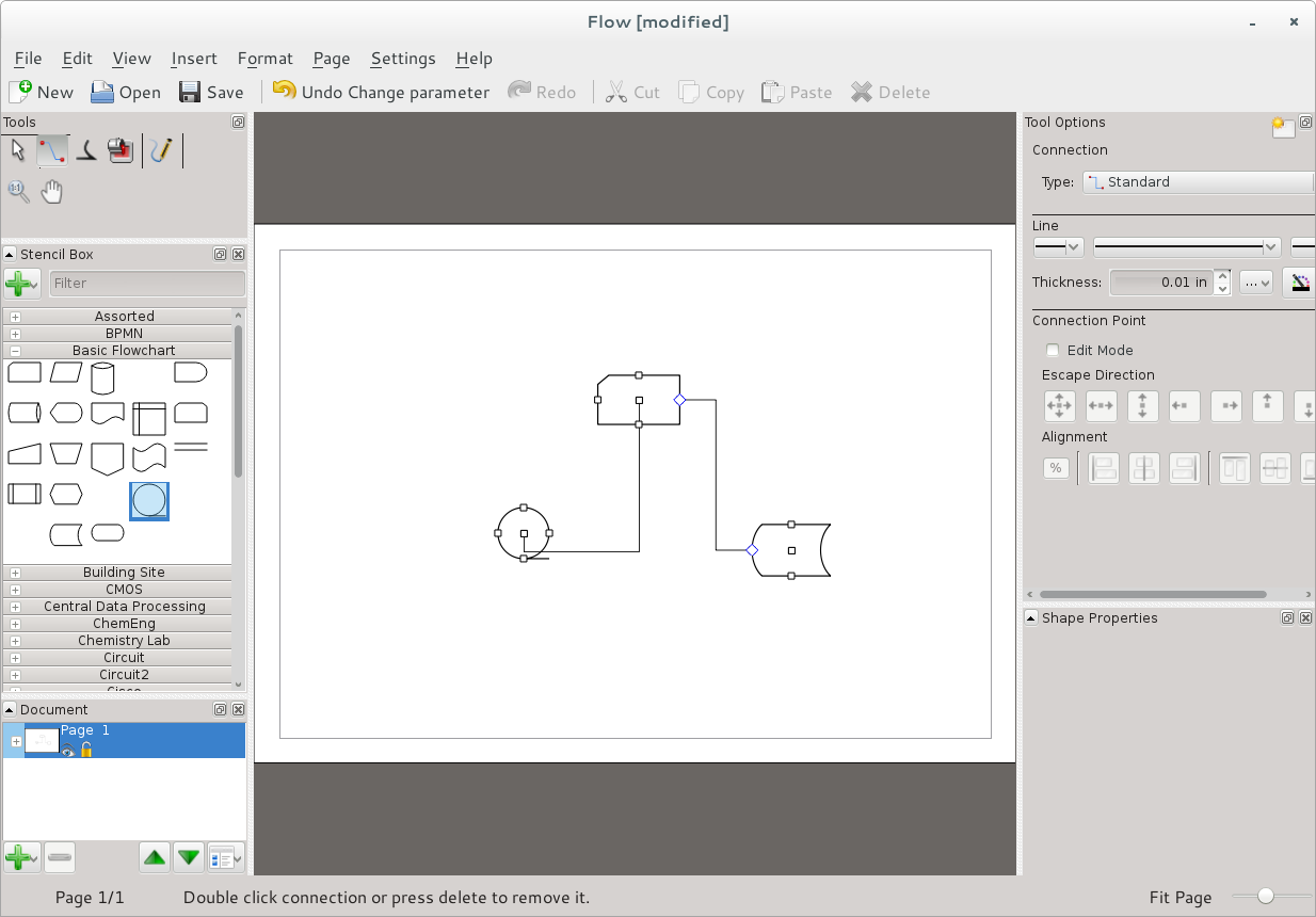 Calligra Flow diagramming tool in Fedora 20