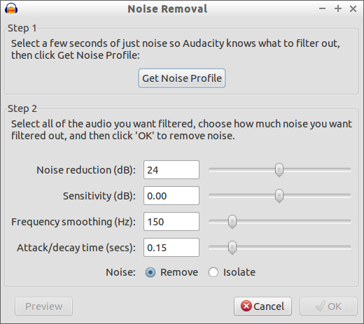 remove room echo audacity