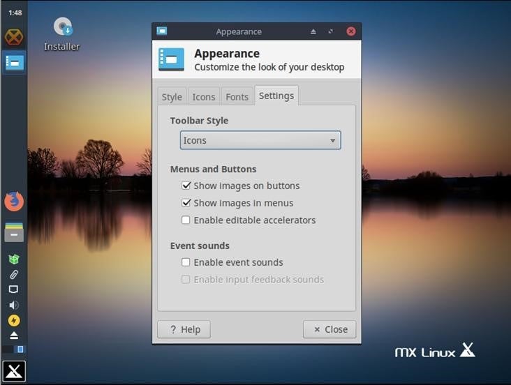 MX Linux customize desktop