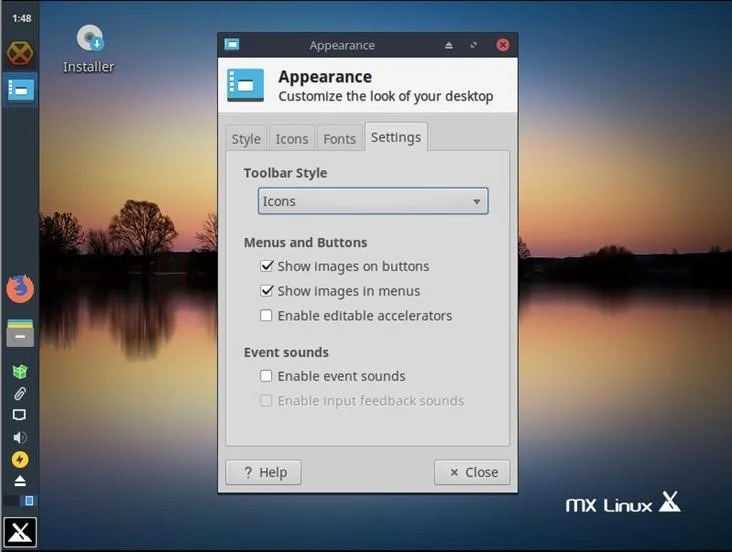 MX Linux customize desktop