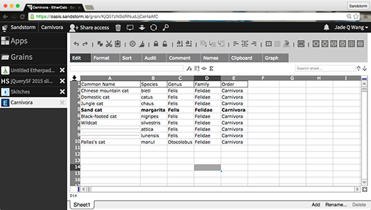 EtherCalc screenshot