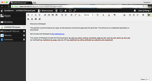 Etherpad screenshot