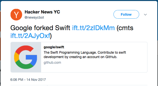 Google forked Swift