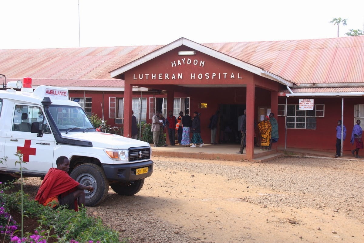Outside the Haydom Lutheran Hospital in Tanzania