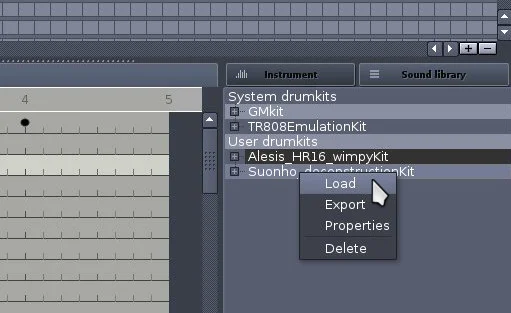 loading your drumkit file into hydrogen