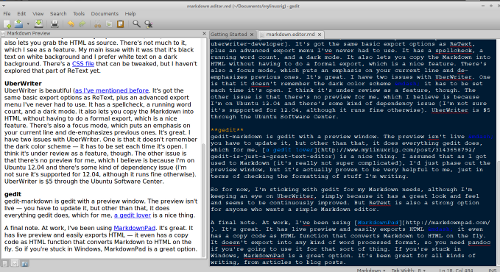 Screenshot of markdown editor gedit