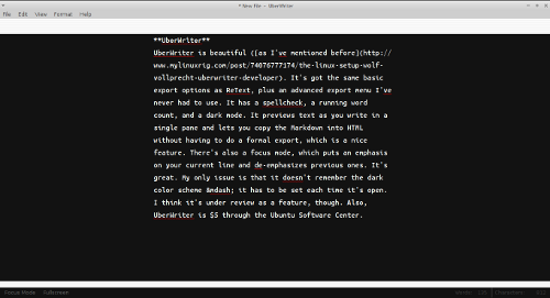 Screenshot of markdown editor UberWriter