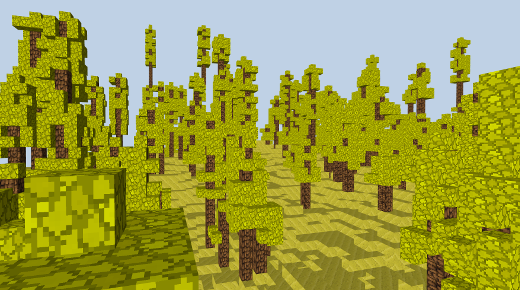 Screenshot van Voxel-Forest met voxel.js