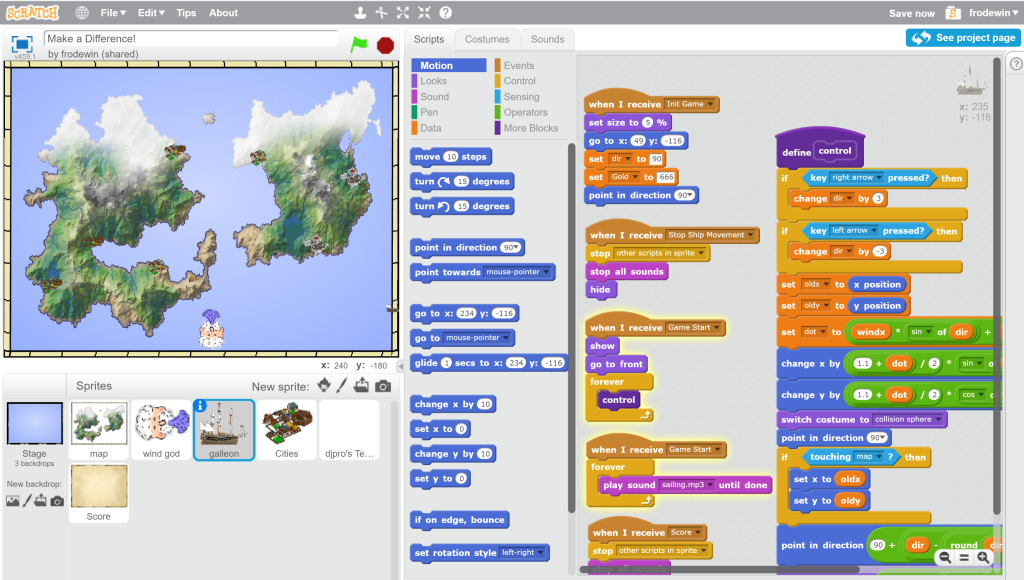 Scratch programming interface