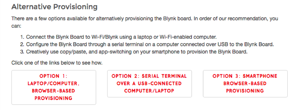 Alternative provisioning Blynk board