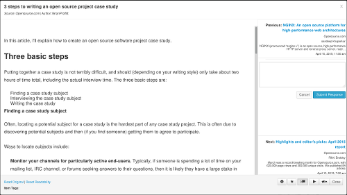 PressForward&#039;s Reading Mode