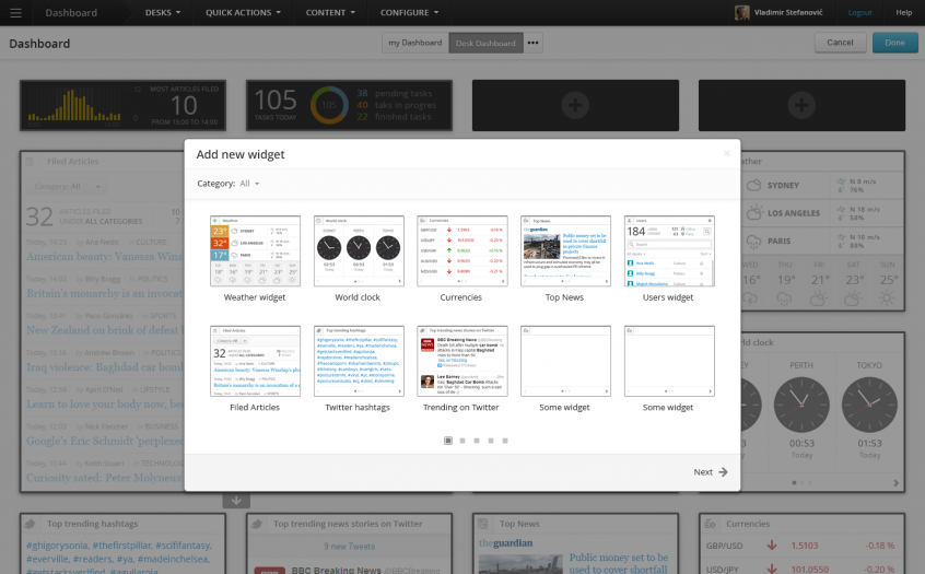 Superdesk tool interface