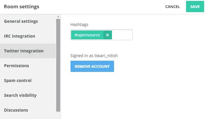 Twitter integration on ScrollBack tool