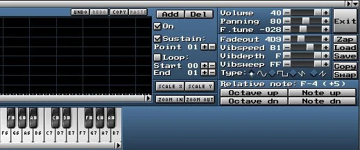 MilkyTracker Instrument Editor panel