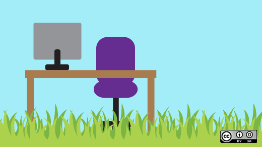 A desk illustration in grass