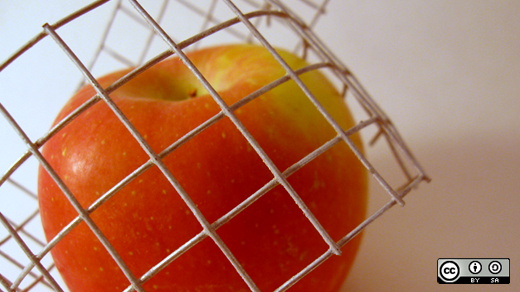 An apple wrapped in fencing