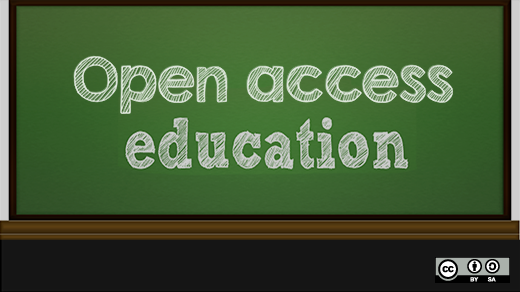 Open access education written on a blackboard