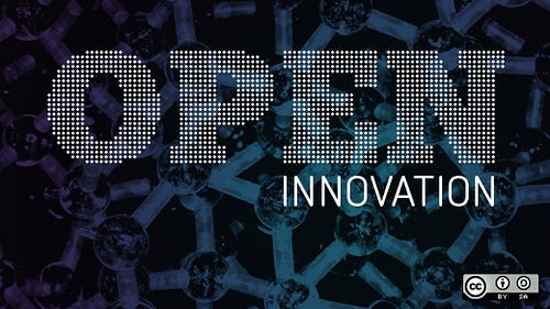 open innovation words on dark background