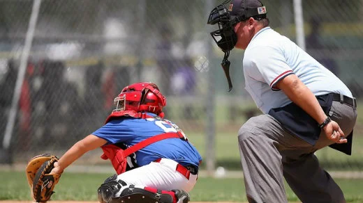 Umpire calling shots at a baseball game