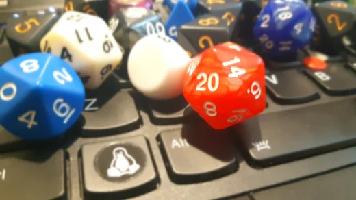 Dice on a keyboard