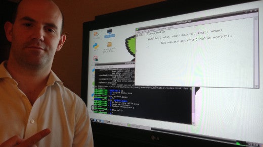Eben with a Java hello world message