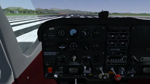 Screenshot of the cockpit of the virtual game Flightgear