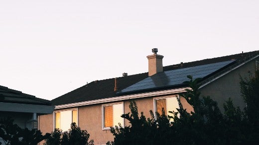 Solar power panel on a home's roof