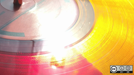 Yellow and red record playing