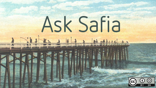 Ask Safia postcard of a pier and water