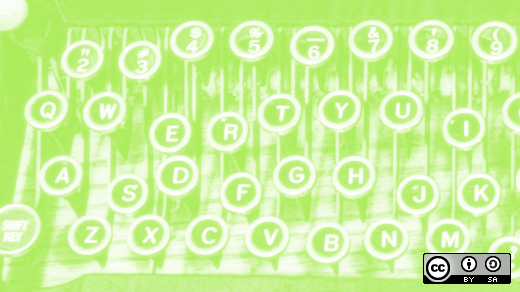 Typewriter keys in green
