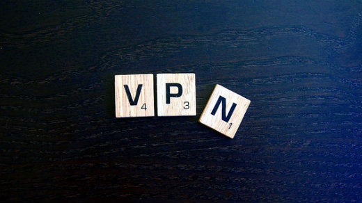scrabble letters used to spell "VPN"