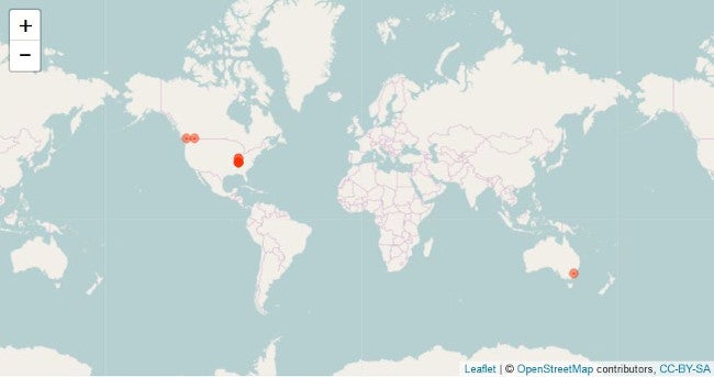 Map of tweets by location