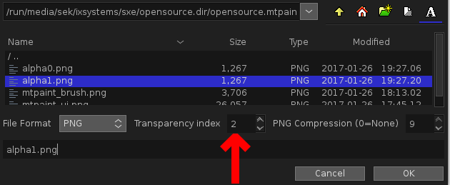 mtPaint transparency index