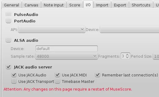 Enabling JACK in MuseScore