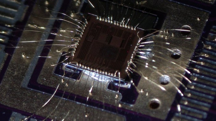 bare Open-V die wire bonded to OSH Park test board