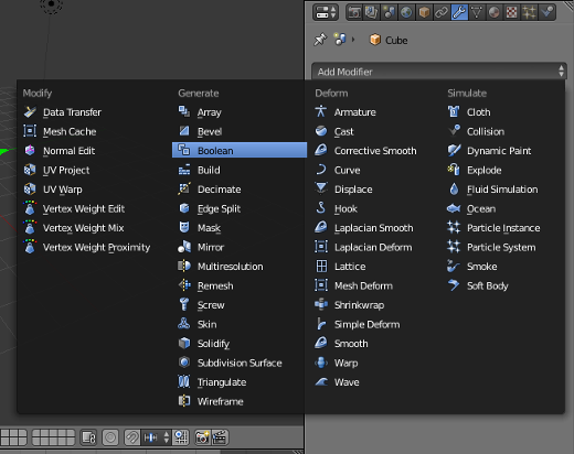 Adding a Boolean modifier