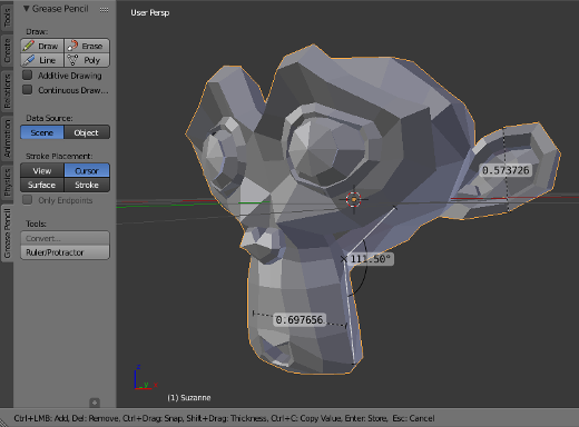 screenshot: Measure parts of your mesh with Blender&amp;#039;s built-in ruler