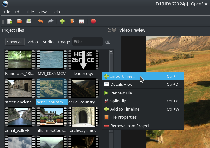 Importing into Openshot