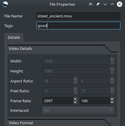 Tagging files in Openshot