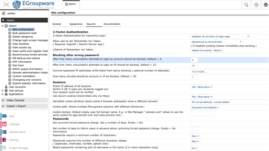 EGroupware password management