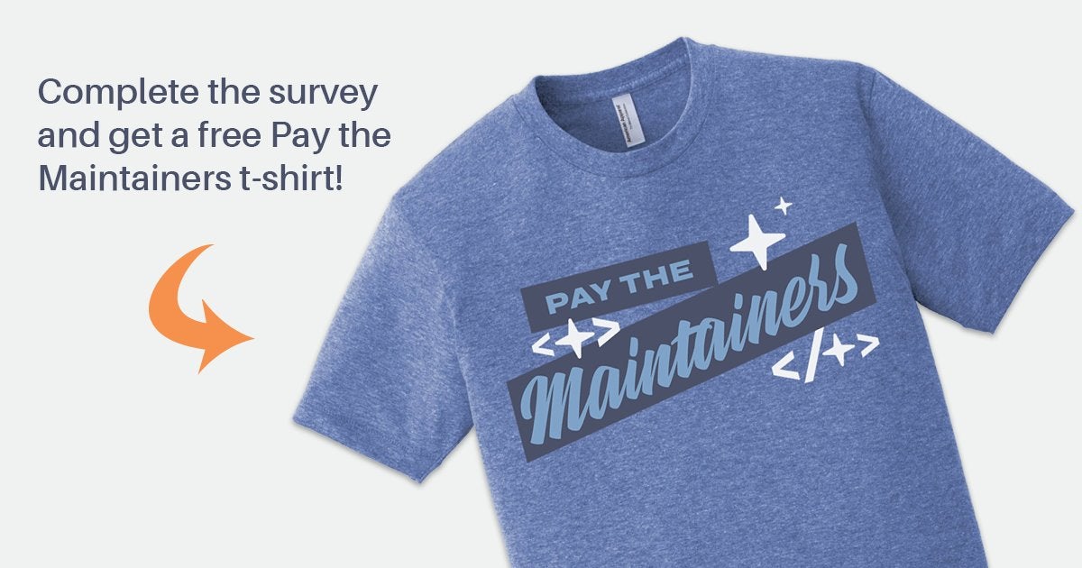 Pay the Maintainers blue t-shirt