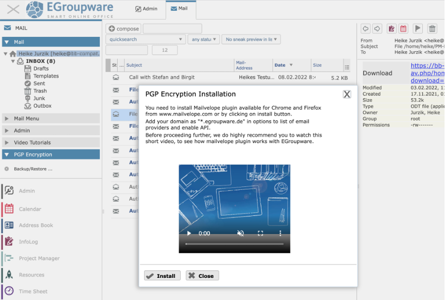 EGroupware PGP encryption