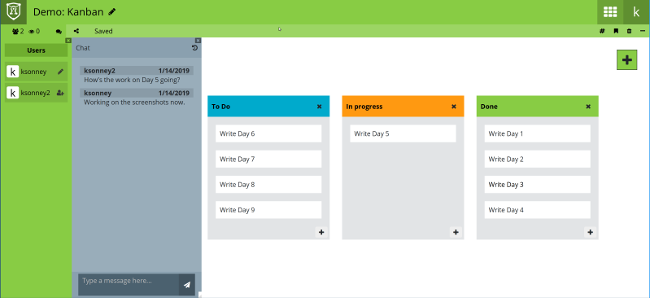 Shared kanban board with chat