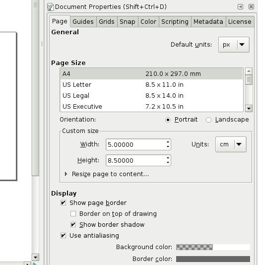 Inkscape document properties