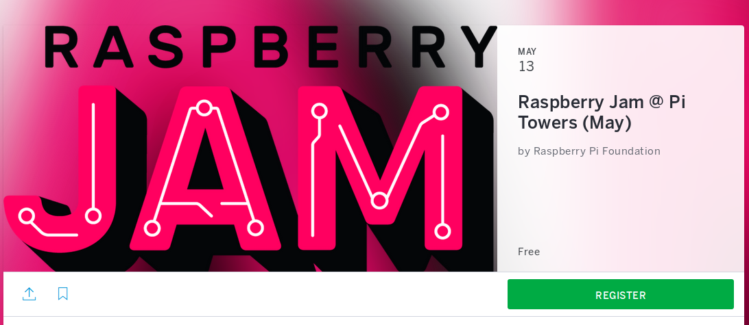 Raspberry Jam Eventbrite invitation