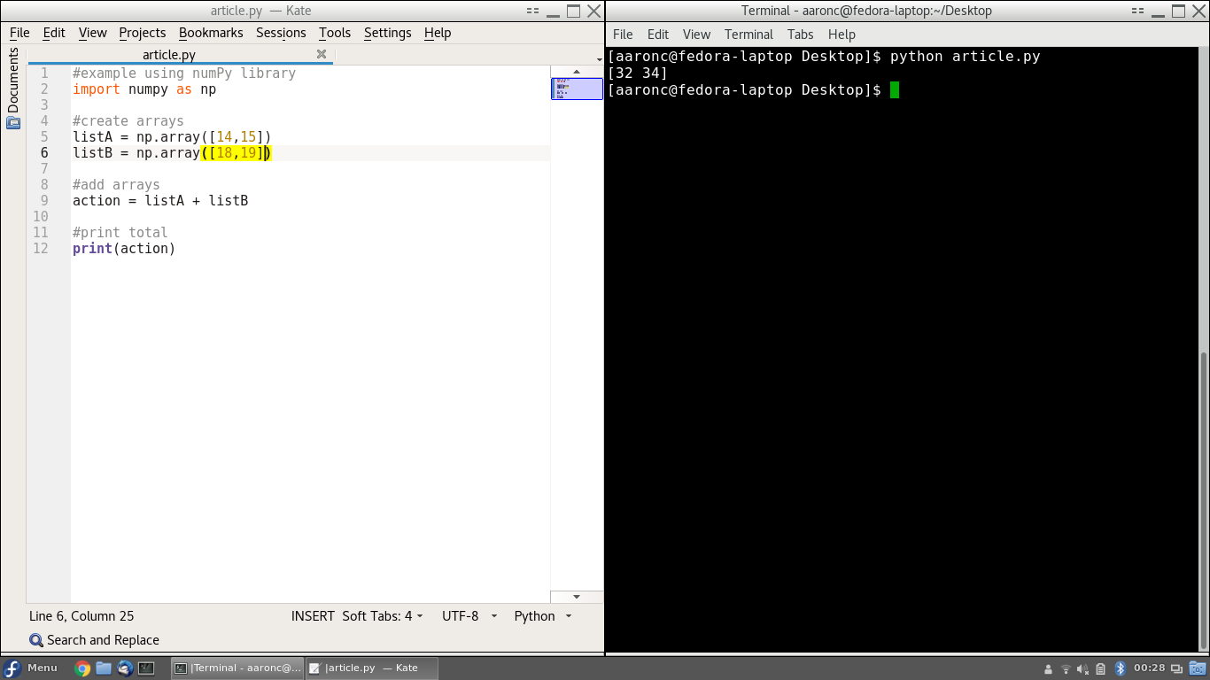 Python script screenshot