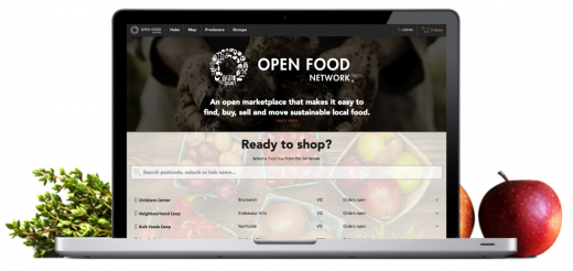 Open Food Network food hub on a laptop screen